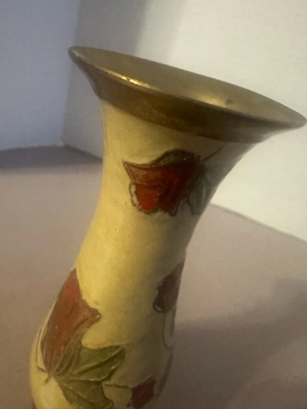 Vintage Small Enameled Vase - Aged